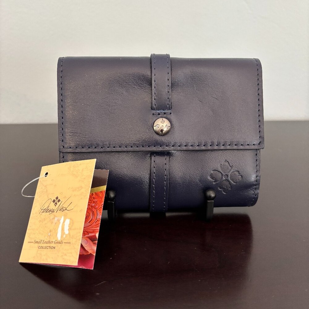 Patricia Nash Distressed Vintage Leather Olmetta Oceano Navy Blue Wallet NWT